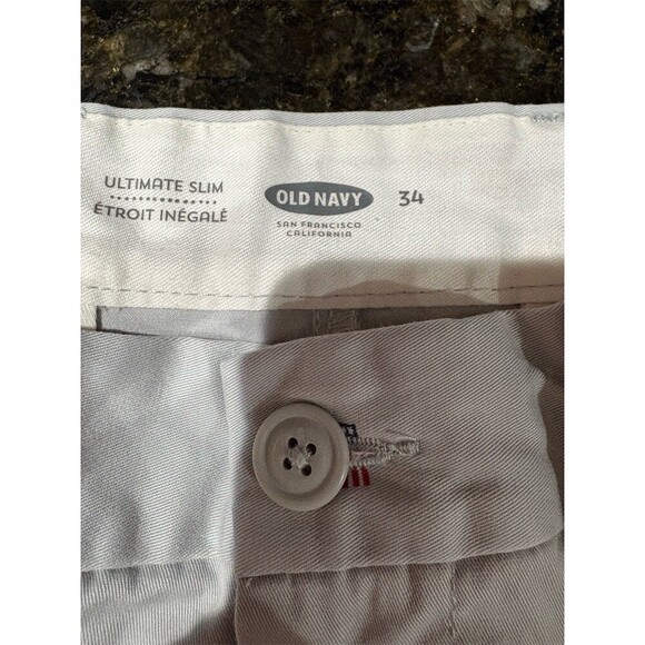 Old Navy Chino Shorts Men's 34 Light Gray American Flag Print Slim Fit - Picture 9 of 10